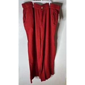 Wonderly beach orange Gauze Cropped Wide Leg Pants Casual Comfort 1X fall flowy